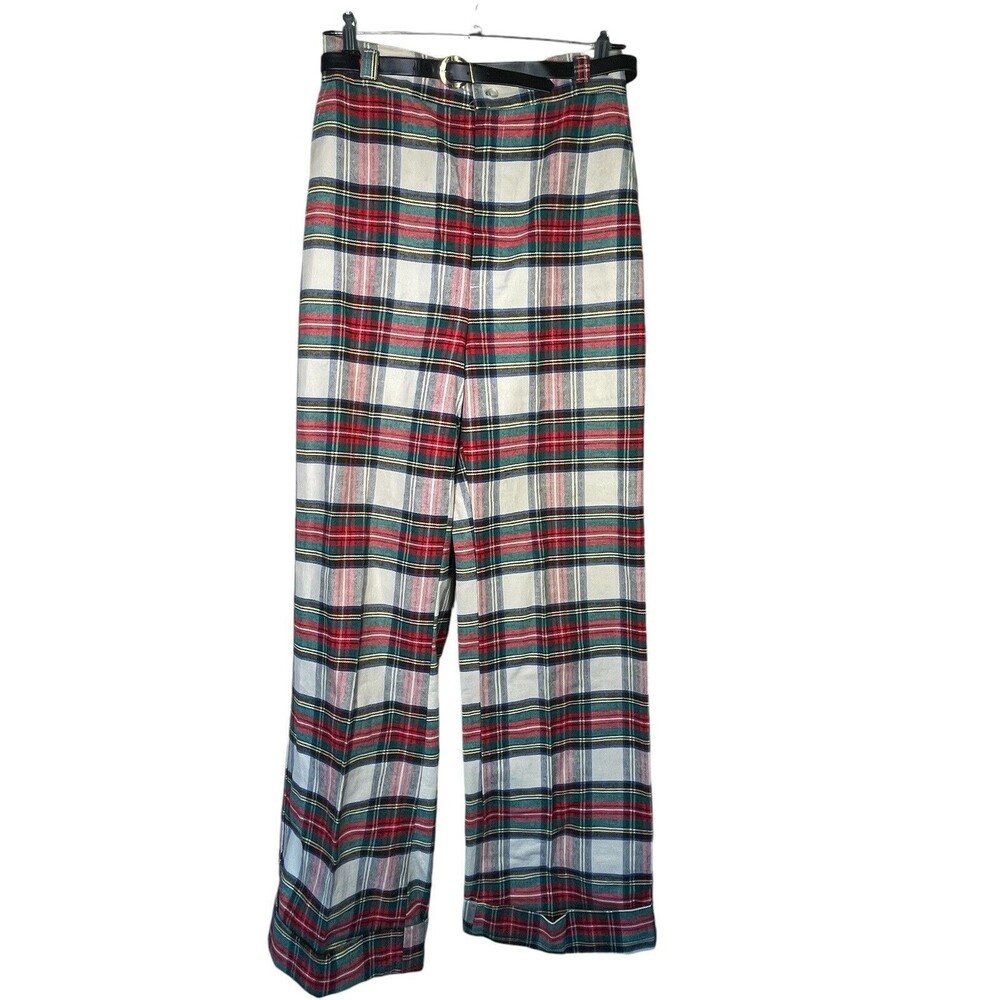 Vintage TIME and PLACE Pants 70's Wide Leg High Waist Plaid Hippie Disco Bells